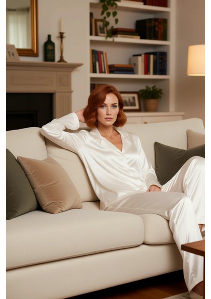 Kadın Zebra Desenli Saten Gömlek ve Pantolon Pijama Takımı Fonksiyonel Dayanıklı Kaliteli Şık