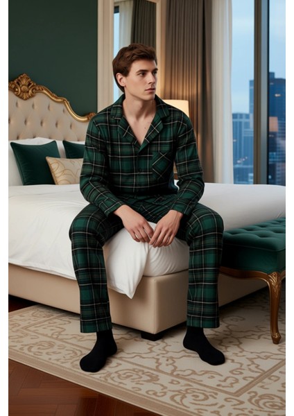 Erkek Flanel Ekose Pijama Takımı Gömlek ve Pantolon Fonksiyonel Dayanıklı Kaliteli Estetik
