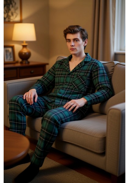 Erkek Flanel Ekose Pijama Takımı Gömlek ve Pantolon Fonksiyonel Dayanıklı Kaliteli Estetik fırsatları