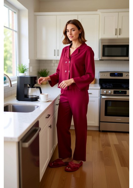 Kadin Viskon Dokuma Pijama Takımı Lounge Giyim Fonksiyonel Dayanıklı Kaliteli Konforlu Şık fiyatları