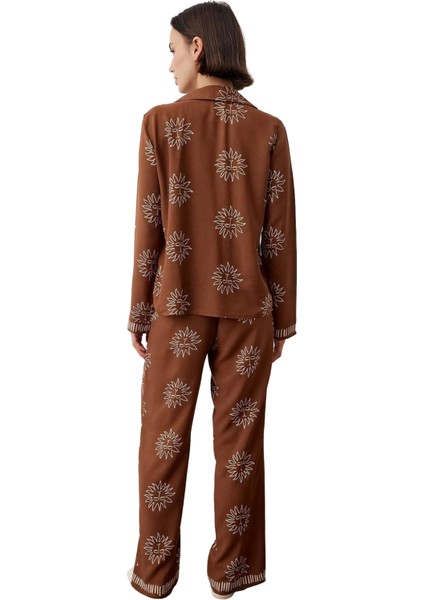 Kadın Galaksi Baskılı Gömlek ve Pantolon Pijama Takımı Fonksiyonel Dayanıklı Kaliteli Spor indirimleri