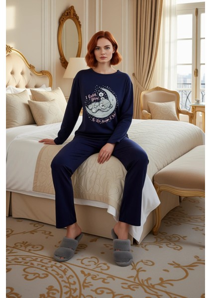 Kadın Ayıcık ve Galaksi Baskılı Pijama Takımı Fonksiyonel Dayanıklı Kaliteli Konforlu Spor modelleri