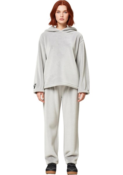 Kadın Ayıcık Nakışlı Wellsoft Kapüşonlu Pijama Takımı Fonksiyonel Dayanıklı Kaliteli Rahat fırsatları