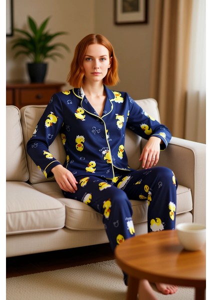 Genç Kadın Ördek Desenli Pamuklu Pijama Takımı Ev Giyimi Fonksiyonel Dayanıklı Kaliteli Şık indirimleri