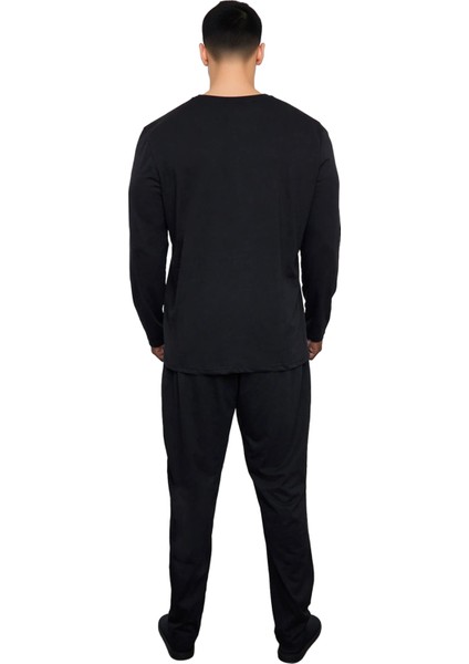 Erkek Nakışlı Bisiklet Yaka Uzun Kollu Pijama Takımı Fonksiyonel Dayanıklı Kaliteli Modern indirimleri