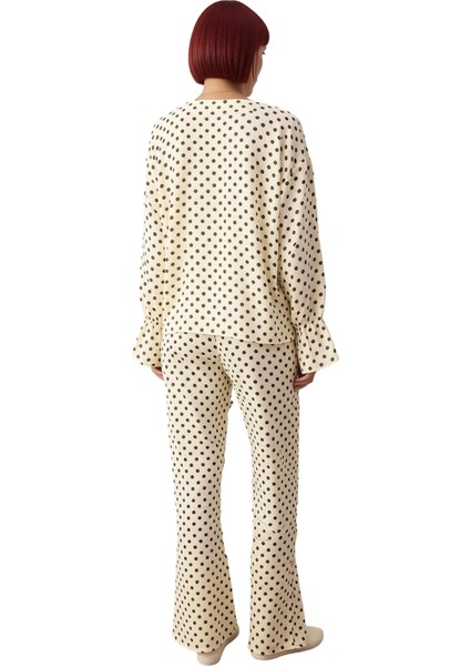 Puantiyeli Müslin Dokuma Gömlek Pantolon Takımı Kadın Fonksiyonel Dayanıklı Kaliteli Rahat fırsatları