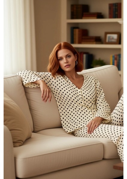 Puantiyeli Müslin Dokuma Gömlek Pantolon Takımı Kadın Fonksiyonel Dayanıklı Kaliteli Rahat indirimleri