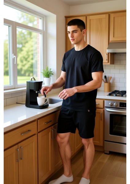 Erkek Waffle Örme Bisiklet Yaka Kısa Kollu Pijama Takımı Fonksiyonel Dayanıklı Kaliteli Şık fiyatları