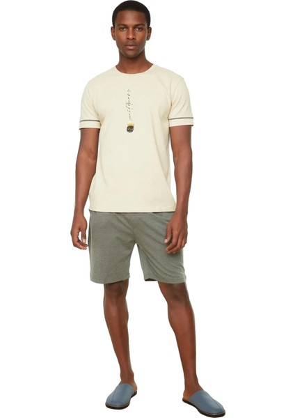 Erkek Bisiklet Yaka Baskılı Kısa Kollu Pijama Takımı Fonksiyonel Dayanıklı Kaliteli Modern fırsatları