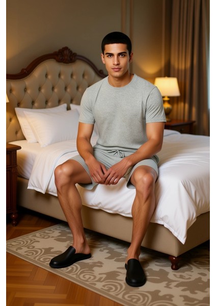 Erkek Casual Relaxed Fit Pijama Takımı Bisiklet Yaka Fonksiyonel Dayanıklı Kaliteli Modern