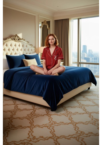 Kadın Biyeli Viskon Gömlek Şort Pijama Takımı Fonksiyonel Dayanıklı Kaliteli Konforlu Spor