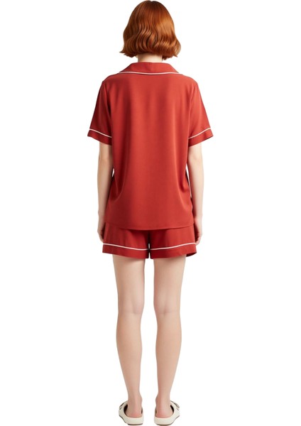 Kadın Biyeli Viskon Gömlek Şort Pijama Takımı Fonksiyonel Dayanıklı Kaliteli Konforlu Spor modelleri