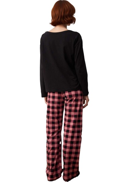 Kadın Ayıcıklı Baskılı Ekose Pijama Takımı Fonksiyonel Dayanıklı Kaliteli Konforlu Estetik indirimleri