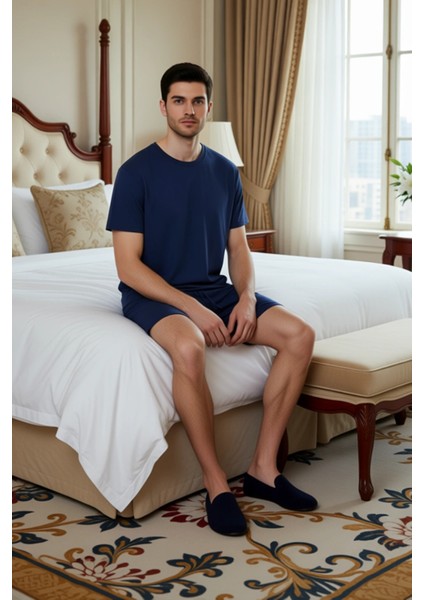 Erkek Casual Relaxed Fit Pijama Takımı Bisiklet Yaka Fonksiyonel Dayanıklı Kaliteli Modern