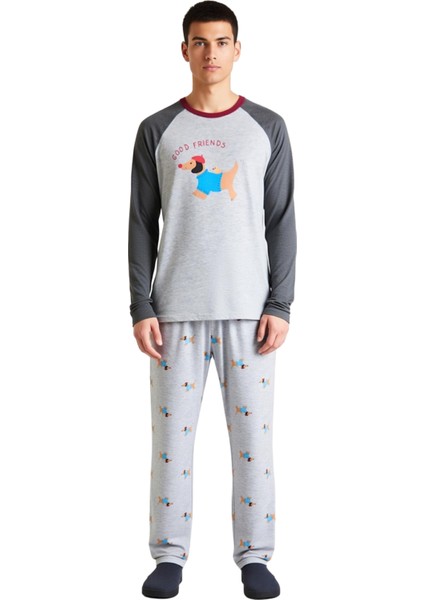 Unisex Köpek Baskılı Bisiklet Yaka Reglan Kol Pijama Takımı Fonksiyonel Dayanıklı Kaliteli modelleri