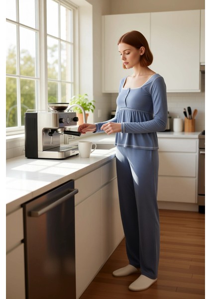 Kadın Melanj Kare Yaka Dantel Detaylı Pijama Takımı Fonksiyonel Dayanıklı Kaliteli Estetik fiyatları