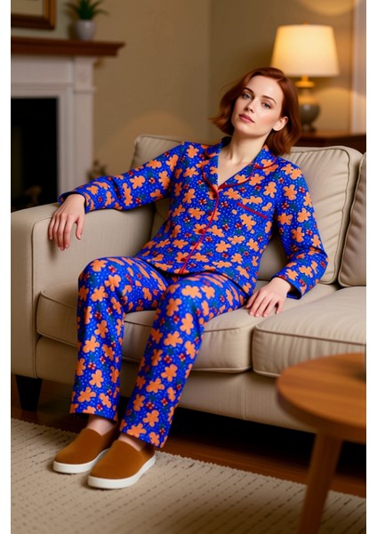 Kadin Kirmizi Yılbaşı Temali Pijama Takımı Fonksiyonel Dayanıklı Kaliteli Konforlu Estetik