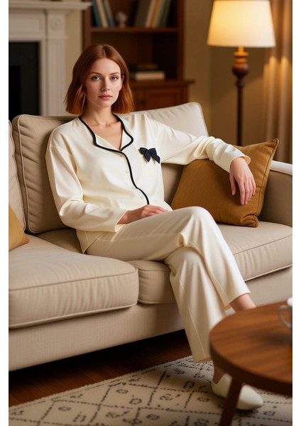 Kadın Viskoz Dokuma Gömlek ve Pantolon Pijama Takımı Fonksiyonel Dayanıklı Kaliteli Modern