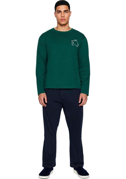 Erkek Bisiklet Yaka Uzun Kollu Pijama Takımı Fonksiyonel Dayanıklı Kaliteli Konforlu Rahat fırsatları