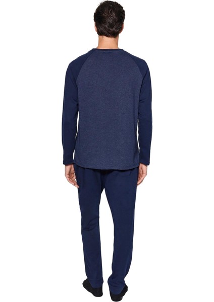 Erkek Slogan Baskılı Reglan Kol Pijama Takımı Fonksiyonel Dayanıklı Kaliteli Konforlu Spor indirimleri