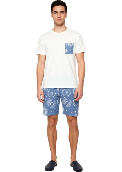 Erkek Galaksi Desenli Pamuklu Pijama Takımı Fonksiyonel Dayanıklı Kaliteli Konforlu Modern fırsatları