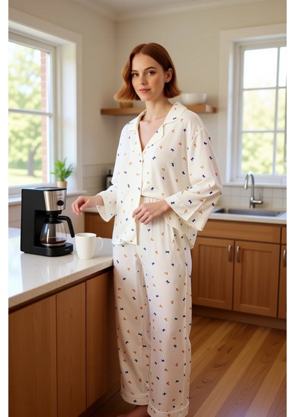 Kadın Baskılı Viskon Gömlek ve Pantolon Pijama Takımı Fonksiyonel Dayanıklı Kaliteli Rahat fırsatları