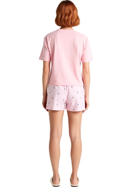 Kadın Ayıcık Baskılı Bisiklet Yaka Şortlu Pijama Takımı Fonksiyonel Dayanıklı Kaliteli Şık modelleri