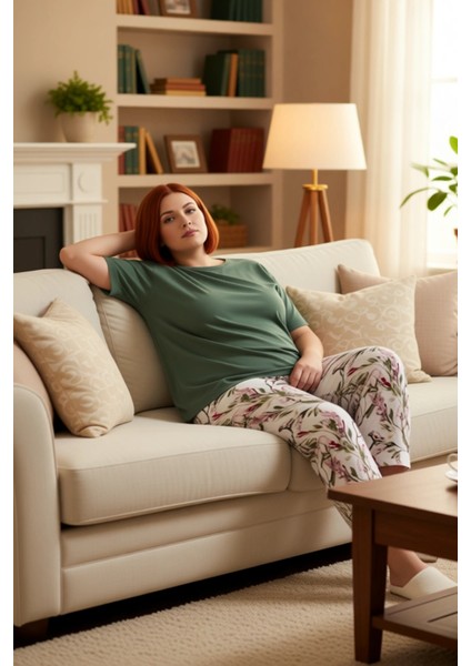 Kadın Çiçekli Kapri Pijama Takımı Fonksiyonel Dayanıklı Kaliteli Konforlu Estetik Premium Şık