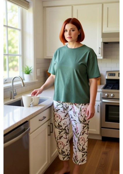 Kadın Çiçekli Kapri Pijama Takımı Fonksiyonel Dayanıklı Kaliteli Konforlu Estetik Premium Şık fiyatları