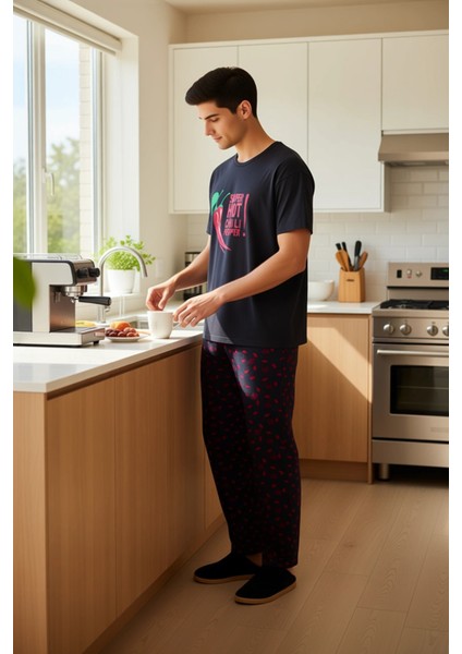 Kadin Biber Baskılı Pijama Takımı Bisiklet Yaka Regular Kesim Fonksiyonel Dayanıklı Modern fiyatları