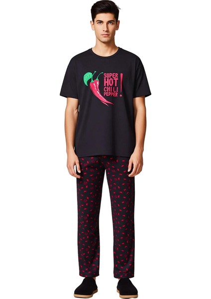 Kadin Biber Baskılı Pijama Takımı Bisiklet Yaka Regular Kesim Fonksiyonel Dayanıklı Modern fırsatları