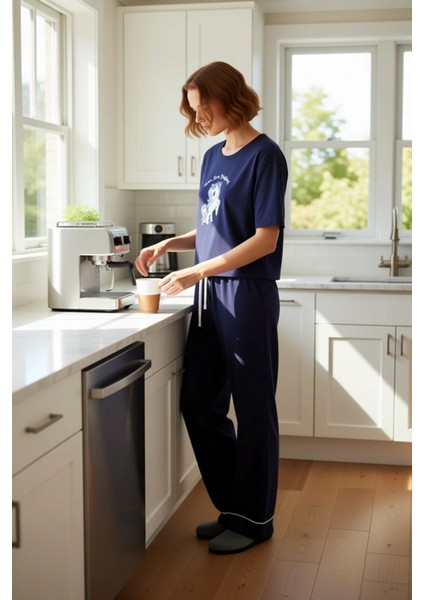 Kadın Unicorn Baskılı Bisiklet Yaka Pijama Takımı Fonksiyonel Dayanıklı Kaliteli Konforlu Şık fiyatları