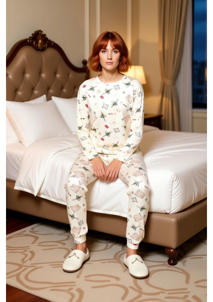 Kadın Yılbaşı Temalı Pamuklu Pijama Takımı Fonksiyonel Dayanıklı Kaliteli Konforlu Estetik modelleri