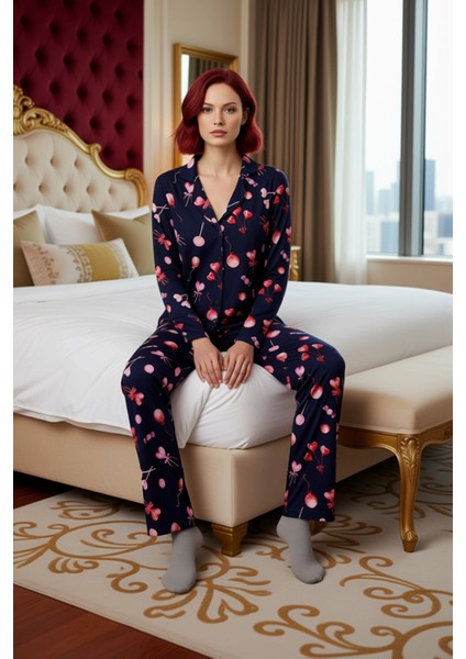 Kadin Kalpli Baskılı Gömlek Yaka Pijama Takımı Fonksiyonel Dayanıklı Kaliteli Konforlu Şık modelleri
