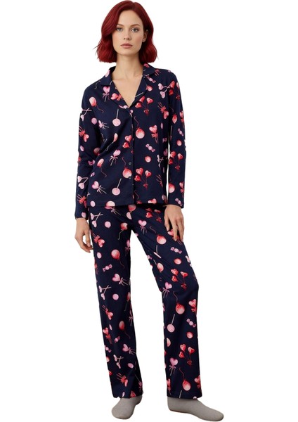 Kadin Kalpli Baskılı Gömlek Yaka Pijama Takımı Fonksiyonel Dayanıklı Kaliteli Konforlu Şık fırsatları