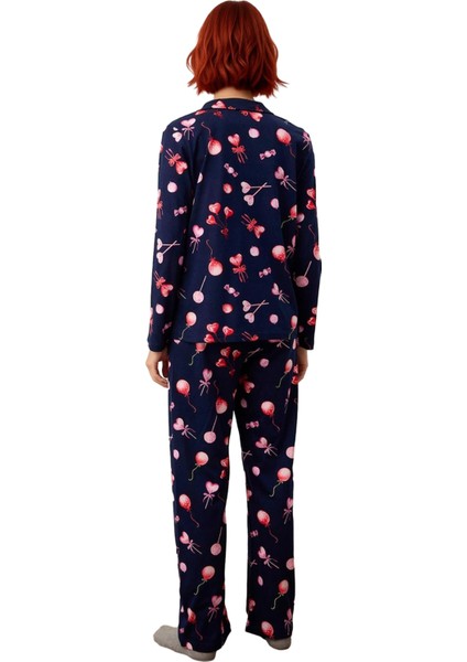 Kadin Kalpli Baskılı Gömlek Yaka Pijama Takımı Fonksiyonel Dayanıklı Kaliteli Konforlu Şık indirimleri