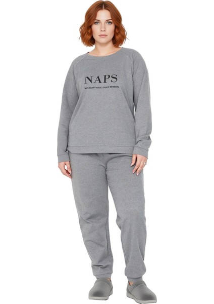 Kadın Slogan Baskılı Bisiklet Yaka Örme Eşofman Takımı Fonksiyonel Dayanıklı Kaliteli Spor fırsatları