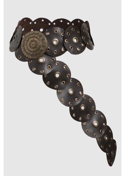 Boho Tarz Yuvarlak Halkalı Deri Kadın Kemer, Vintage Etnik Tasarım modelleri