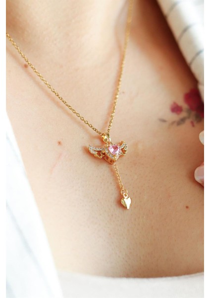 Altın Renk Sevgi Meleği Kolye Kadın Çelik Kolye fiyatları