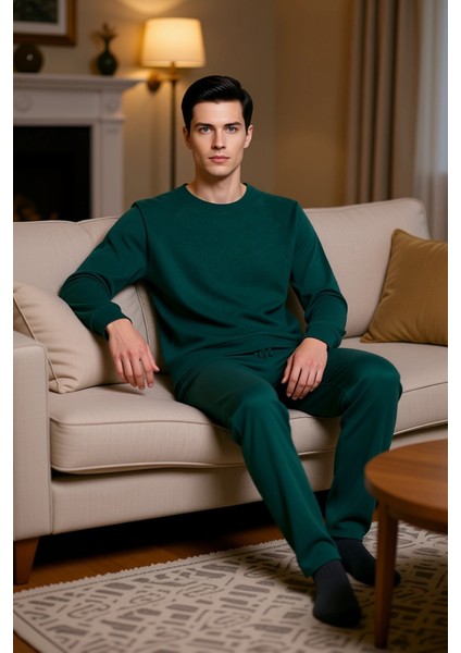 Erkek Waffle Dokuma V Yaka Pijama Takımı Açık Haki Fonksiyonel Dayanıklı Kaliteli Konforlu