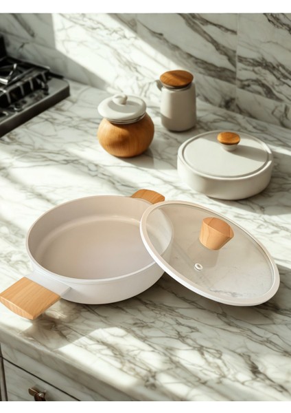 Premium Döküm Indüksiyon Taban Yapışmaz Cam Kapaklı Sağlıklı Sahan fırsatları