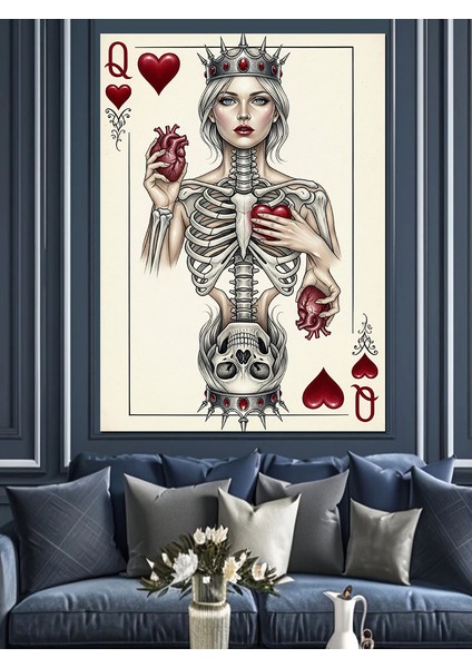 Iskelet Poker Kartı Anatomisi Dekoratif Kanvas - Mdf Ahşap Tablo fiyatları