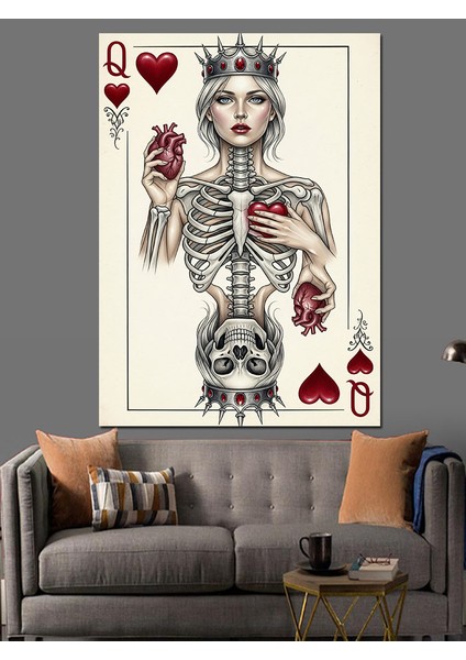 Iskelet Poker Kartı Anatomisi Dekoratif Kanvas - Mdf Ahşap Tablo indirimleri