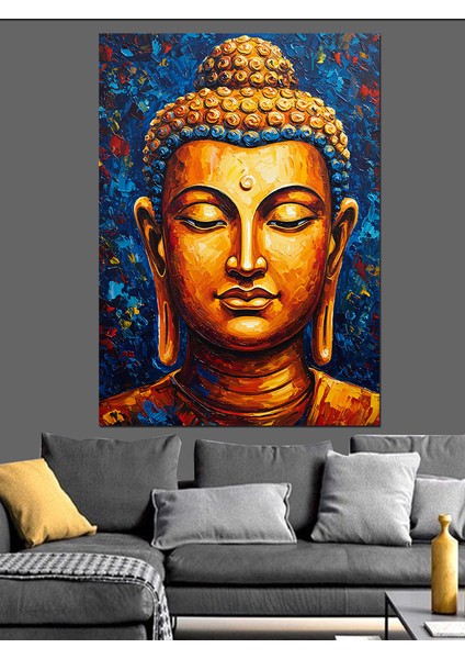 Sakin Altın Buda Heykeli Dekoratif Kanvas - Mdf Ahşap Tablo fırsatları