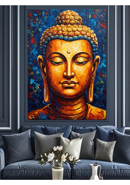 Sakin Altın Buda Heykeli Dekoratif Kanvas - Mdf Ahşap Tablo indirimleri