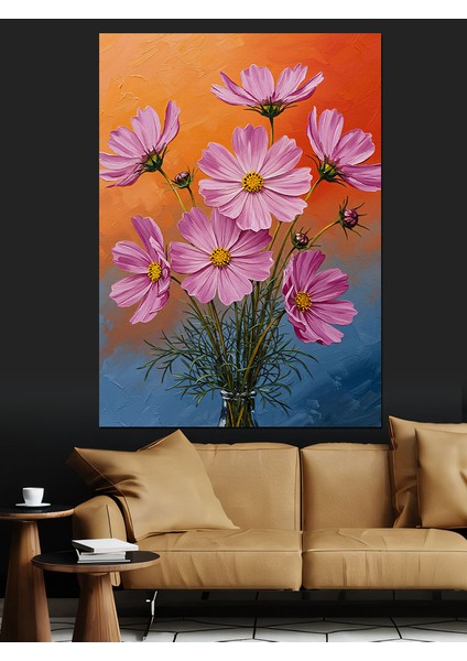 Pembe Papatya Çiçek Tarlası Dekoratif Kanvas - Mdf Ahşap Tablo modelleri