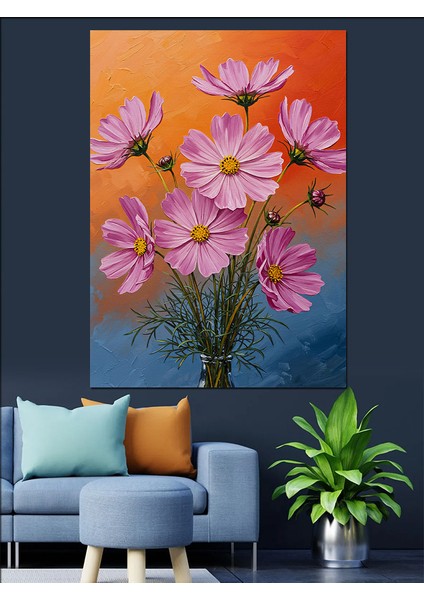 Pembe Papatya Çiçek Tarlası Dekoratif Kanvas - Mdf Ahşap Tablo fırsatları