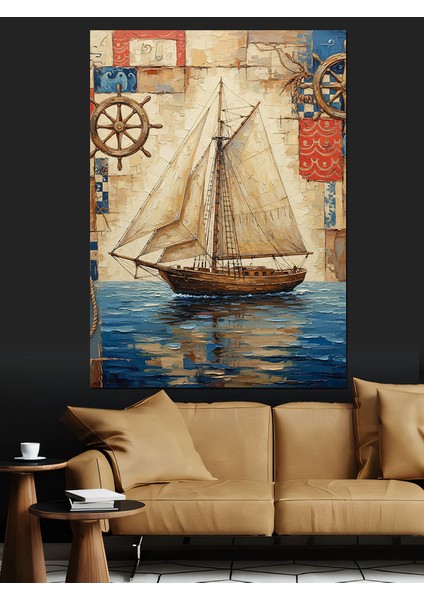 Beyaz Yelkenli Tekne Deniz Dekoratif Kanvas - Mdf Ahşap Tablo modelleri