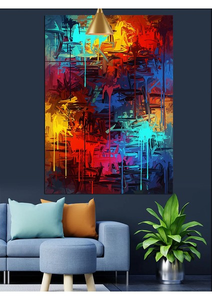 Soyut Renkli Çizim Dekoratif Kanvas - Mdf Ahşap Tablo modelleri