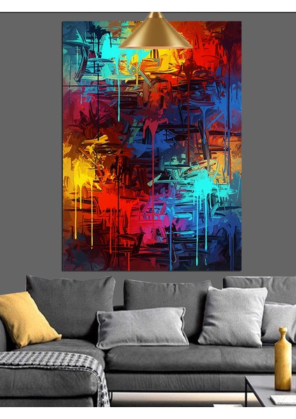Soyut Renkli Çizim Dekoratif Kanvas - Mdf Ahşap Tablo indirimleri
